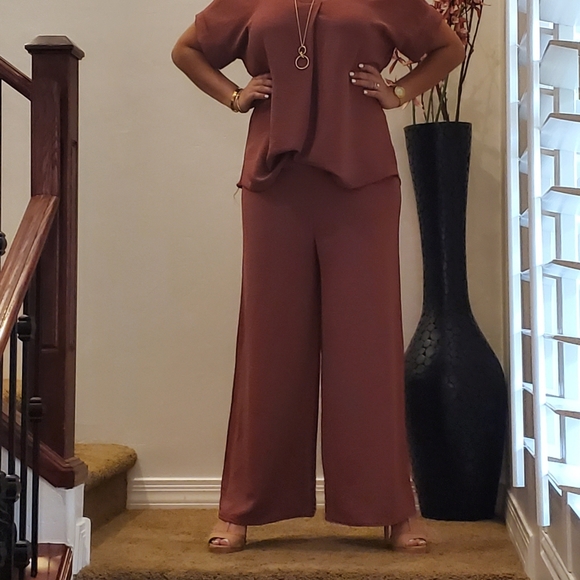 SOLD!⭐️FROM FRANCE!⭐️ Wide Leg Pant And Tunic Top 2 Piece Set MADE IN FRANCE! - Picture 4 of 15